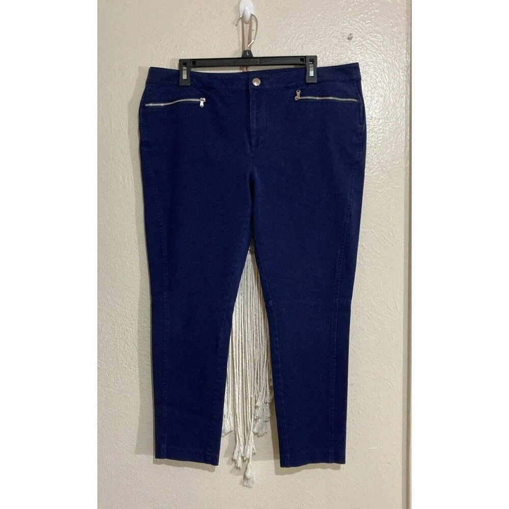 Lauren Ralph Lauren Pants Womens Blue Skinny Leg Stretch Chinos Zippers 36x25.5